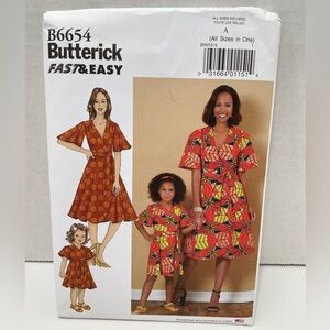 Butterick Fast & Easy Misses/Girls Dress and Sash Sewing Pattern.